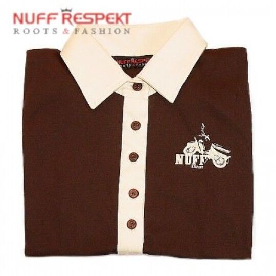 Old-school, vintage polo shirt - brown with cremy