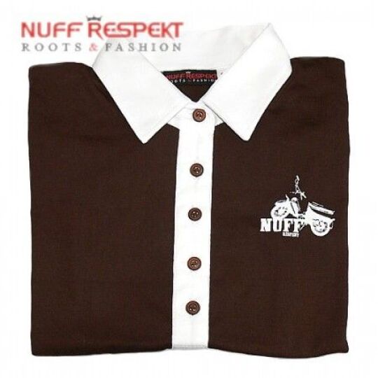 Old-school, vintage polo shirt - brown with white