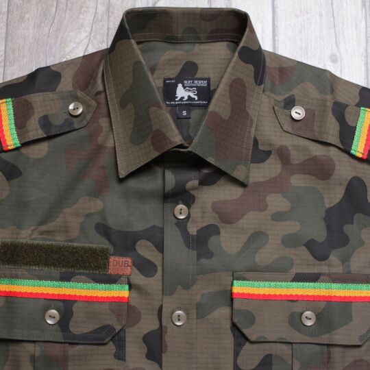 Rasta Lion epaulette Shirt  Jah Army style