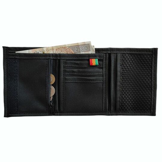Dub Lion Wallet in shades of gray mélange and Rasta Reggae colors