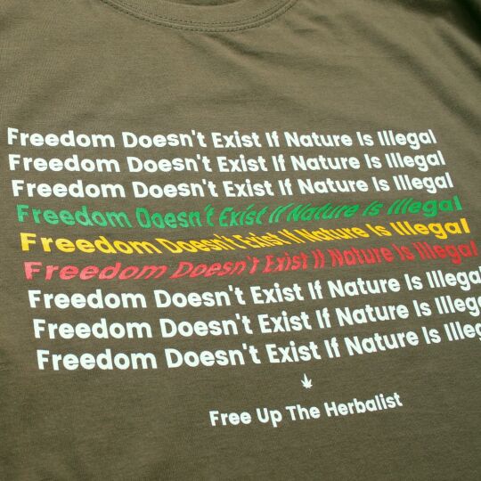 Freedom doesn't exist if nature is illegal olive t-shirt