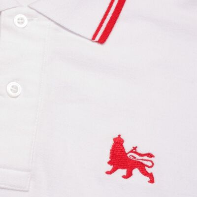 Lion of Judah Short Sleeve Polo | white + red