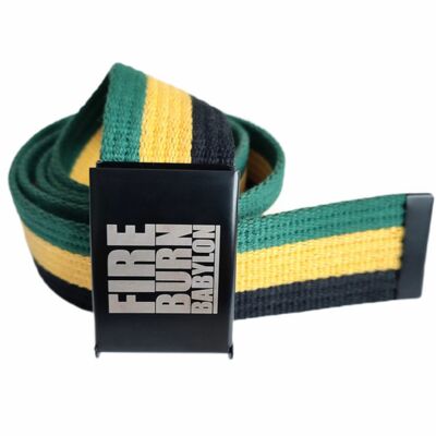 Fire Burn Babylon sackcloth Jamaica color Trouser belt