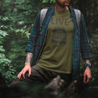 Live Conscious – Olive Green Sound System Culture T-Shirt 