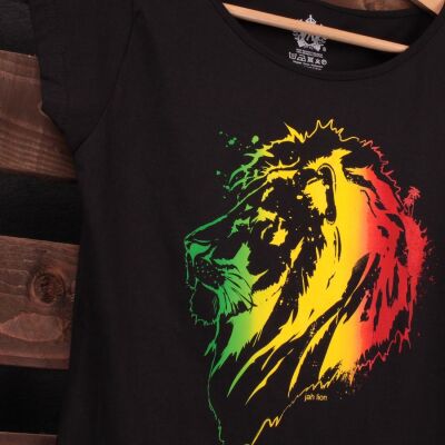 Tshirt damski Rasta Jah Lion | czarny