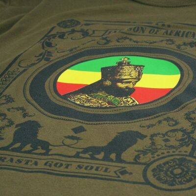 T-shirt Jah son of Africa / Rasta Got Soul - oliwkowy