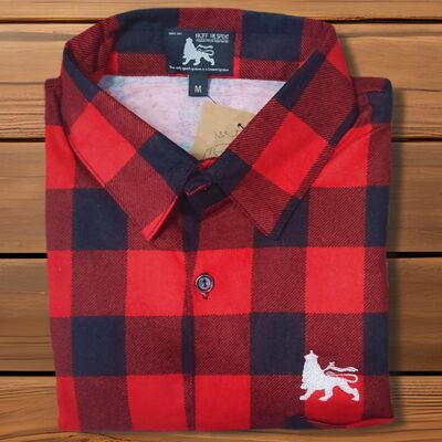 Regular Fit Long Sleeve Plaid Flannel Shirt | Red & Black