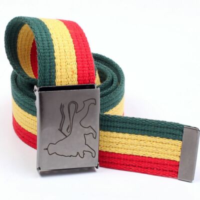 Pasek parciany Rasta z grafitową klamrą Lion of Zion