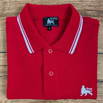 Koszulka Polo Lion of Judah - Czerwona z białymi detalami