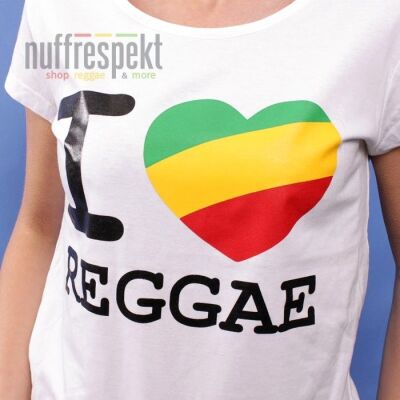Damski tshirt I Love Reggae - Irie Lion (biel)