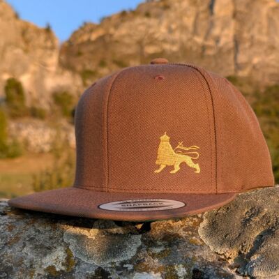 Czapka Snapback - Lion of Judah klasyczny- brązowa