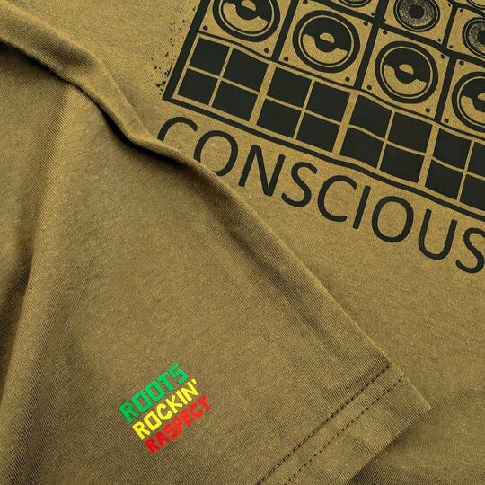 Live Conscious – Olive Green Sound System Culture T-Shirt 
