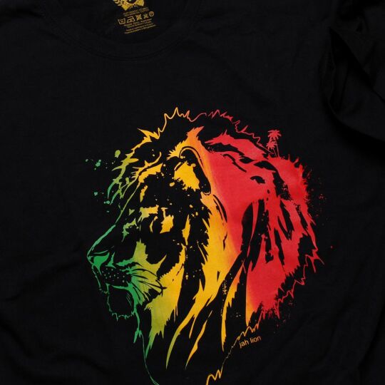 Tshirt Rasta Jah Lion | czarny