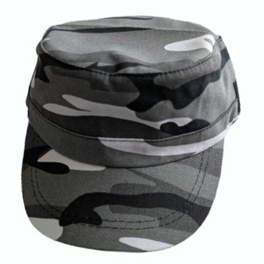 Czapka fidelka w stylu wojskowym z emblematem | kamuflaż szary