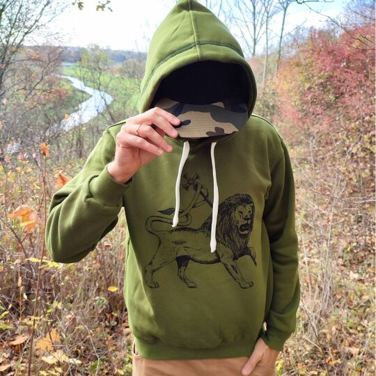 Lion of Judah olive color Rasta hoodie