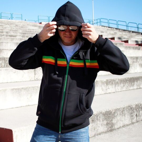 Bluza kaptur rozpinany Reggae jam | Czarna & Rasta