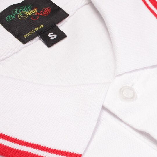 Lion of Judah Short Sleeve Polo | white + red