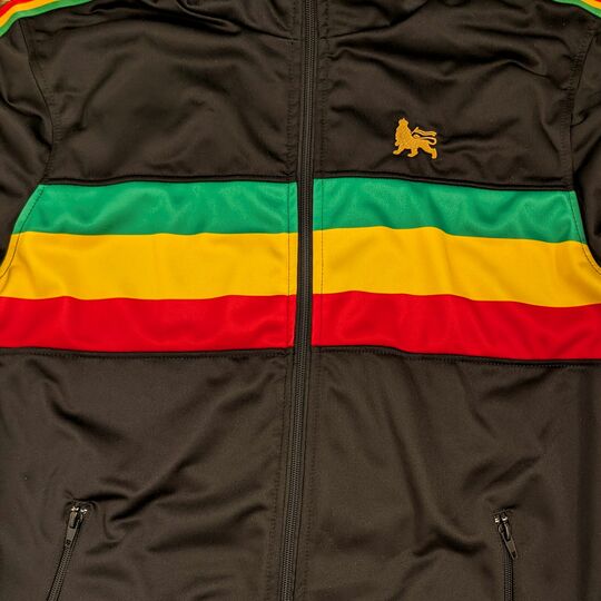 Sportowa czarna bluza z panelem w barwach Reggae