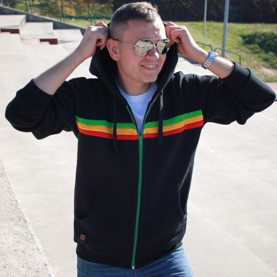 Bluza kaptur rozpinany Reggae jam | Czarna & Rasta