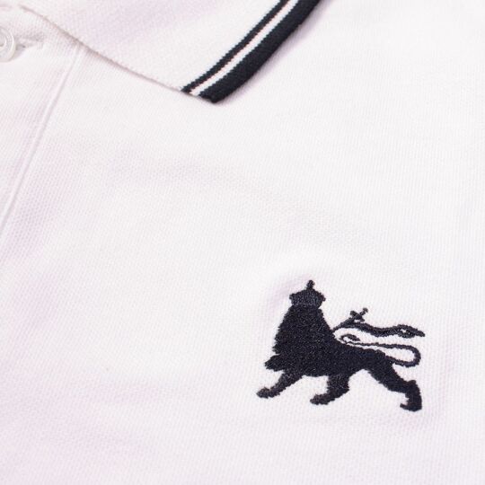 Koszulka Polo Lion of Judah | Biała z granatowymi kontrastami