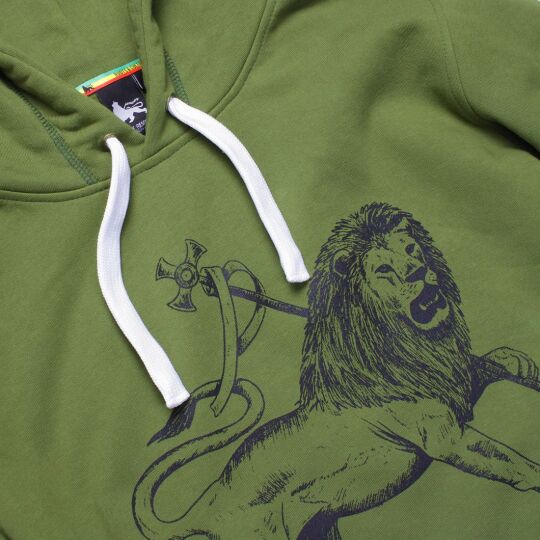 Bluza z kapturem Lion of Judah w kolorze oliwkowym i dwoma kieszeniami