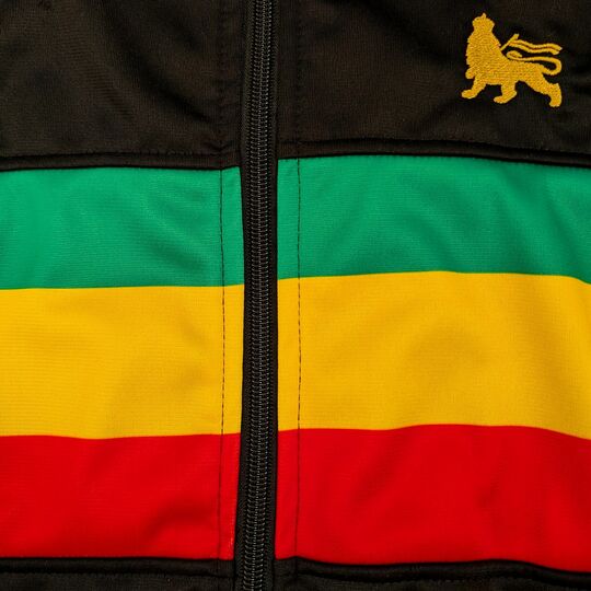Sportowa czarna bluza z panelem w barwach Reggae