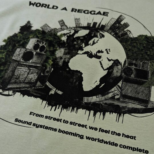 World A Reggae, Sound Systems booming worldwide complete T-shirt