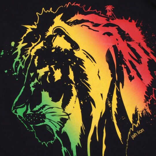 Tshirt damski Rasta Jah Lion | czarny