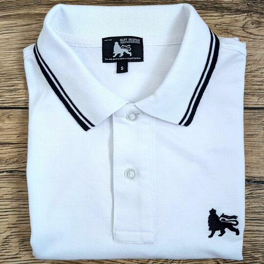 Koszulka Polo Lion of Judah - Biała z czarnymi detalami