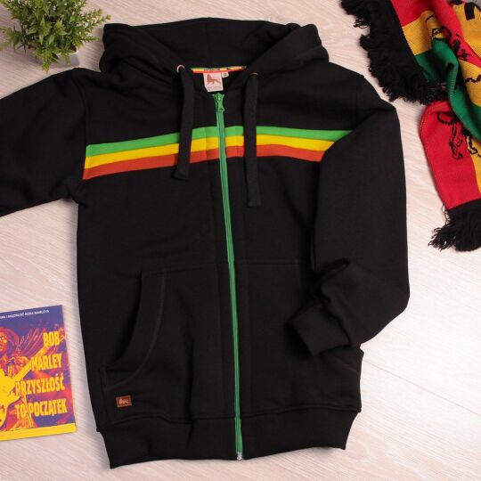 Bluza kaptur rozpinany Reggae jam | Czarna & Rasta