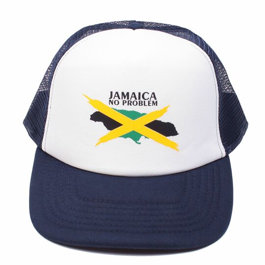 Jamaica No Problem adjustable trucker cap | Navy and white