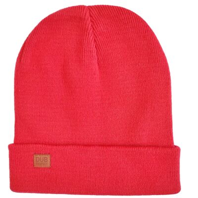 Beanie winter hat  Docker cap with Dub Respect  label  | red