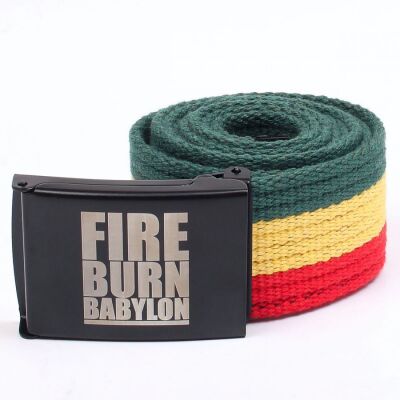 Fire Burn Babylon sackcloth Rasta color Trouser belt