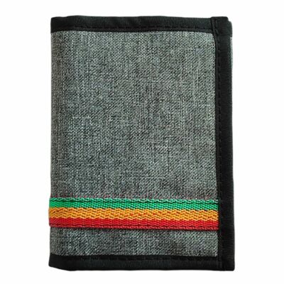 Dub Lion Wallet in shades of gray mélange and Rasta Reggae colors