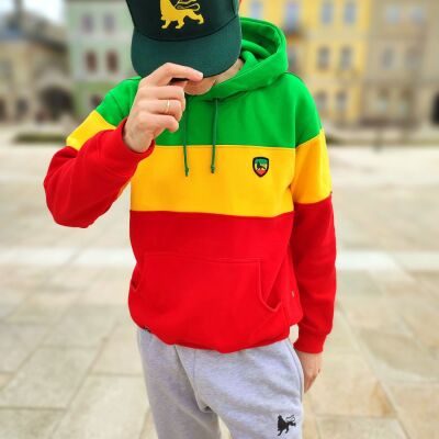 Striped Rasta Colour Block Hoodie