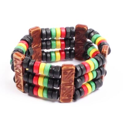 Bransoletka potrójna Czarny + Brąz + Rasta