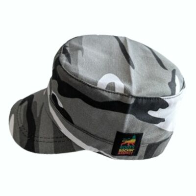 Czapka fidelka w stylu wojskowym z emblematem | kamuflaż szary