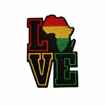 Naszywka Love z Afryką i barwami Rasta