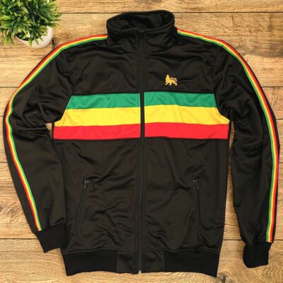 Sportowa czarna bluza z panelem w barwach Reggae