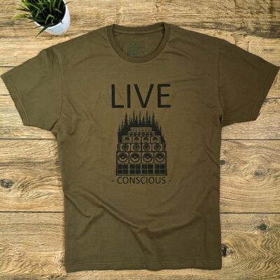 Live Conscious – Olive Green Sound System Culture T-Shirt 