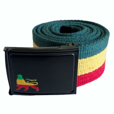 Pasek parciany z metalową klamrą Lion Reggae