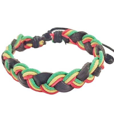 Bransoleta z plecionką w barwach Rasta