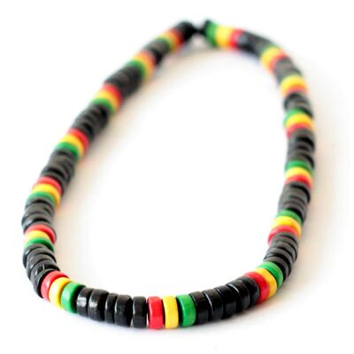 Wood Bead Necklace | black + rasta