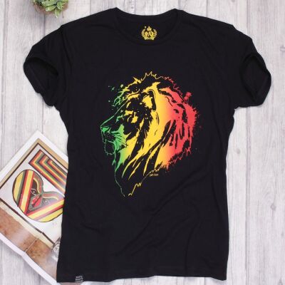 Tshirt damski Rasta Jah Lion | czarny