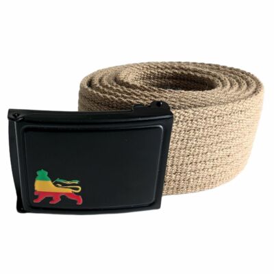 Pasek z metalową klamrą Lion Reggae - beżowy