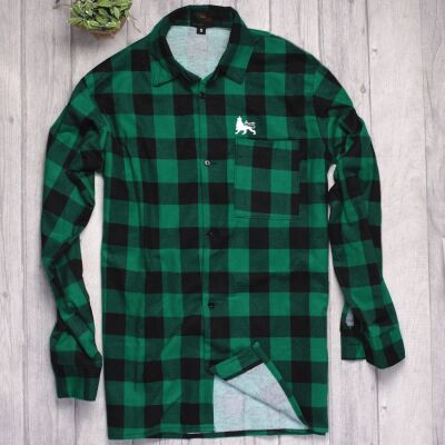 Regular Fit Long Sleeve Plaid Flannel Shirt | Green & Black