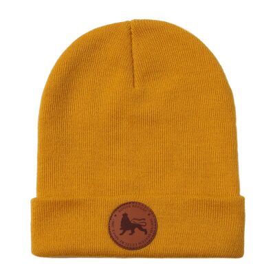 Beanie winter hat  Docker cap with Roots Reggae label  | mustard