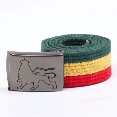 Pasek parciany Rasta z grafitową klamrą Lion of Zion