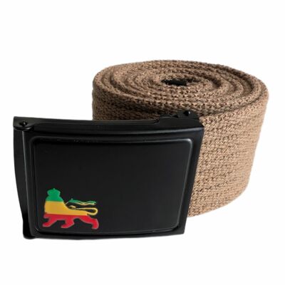 Pasek z metalową klamrą Lion Reggae - brązowy