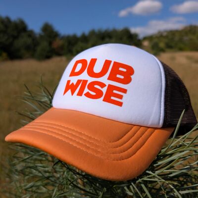 Czapka Trucker Dub Wise – Biała / Pomarańczowa / Brązowa
